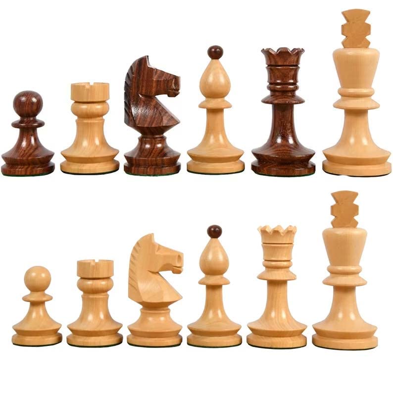 Pièces d'échecs tournoi roumain en bois de palissandre pour vos soirées de jeu