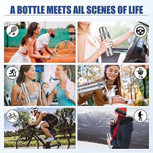 Stainless Steel Thermos Bottle, Supkit 17Oz Thermos For Hot Drinks, Bpa Free, Insulated Cup Keep Hot & Cold For Hours, Perfect For Biking, Camping, Office, Car Or Outdoor Travel (Silver) #TOP5