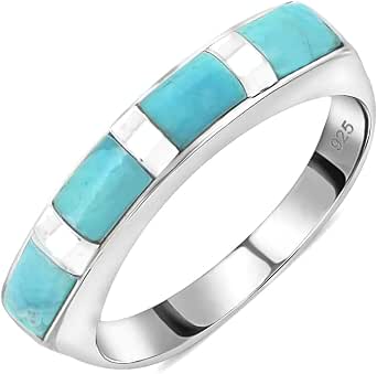 Anillo De Plata Turquesa Para Hombre, Anillo Vintage Con Piedra