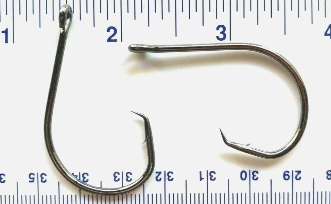 100 or 1,000 Gerry's Tackle 7381 High Carbon Steel 1X Inline Circle Hooks – Non-Offset Fishing Hooks for Catfish, Bass, Octopus, Saltwater & Freshwater – Durable, Sharp, Value Bulk Packs