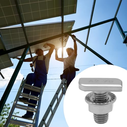 ALLY-MAGIC Hammerkopfschrauben Set, M8 x 20 mm Hammerkopfschrauben, T Schrauben mit Sperrzahnmuttern, Flanschmuttern M8 Schrauben für PV Solar Montageschienen Photovoltaik Gewächshaus E21-TXLSLM