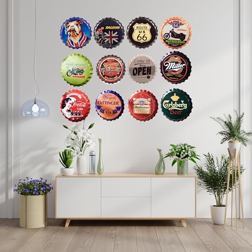 Image of EAZYWAGON Decorative Metal Bottle Caps Wall Sign Plates - 14X14 Inches - Corona Extra | Metal Wall Hanging Bottle Cap for Home, Farmhouse, Bar & Cafe Decoration | Vintage & Retro Look Plaques