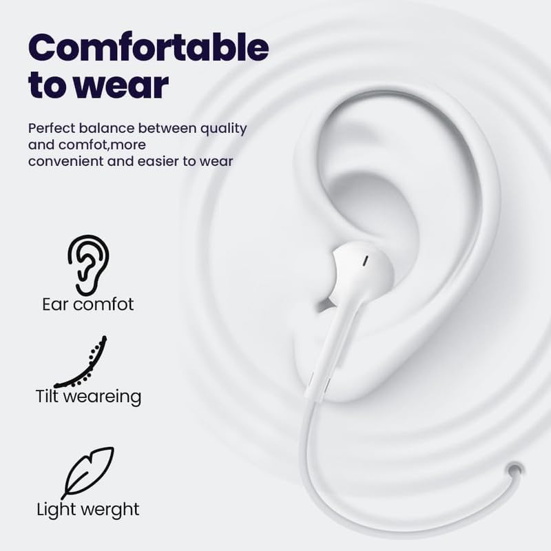 Image of cShot Type C Earphones for iPhone 15 /16 Series, Wired Earbuds with Mic, Hi-Fi Stereo Sound, Deep Bass, in-Line Controls, Type C Connector, Noise Isolation, Tangle Free Cable - White