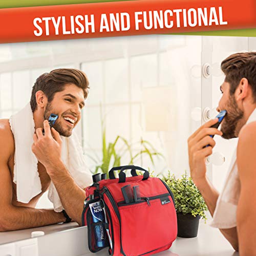 Hanging Travel Toiletry Bag for Men and Women – Large Cosmetics, Makeup and Toiletries Organizer Kit with 19 Compartments, YKK Zippers, XXL Metal Swivel Hook, Water-Resistant Nylon