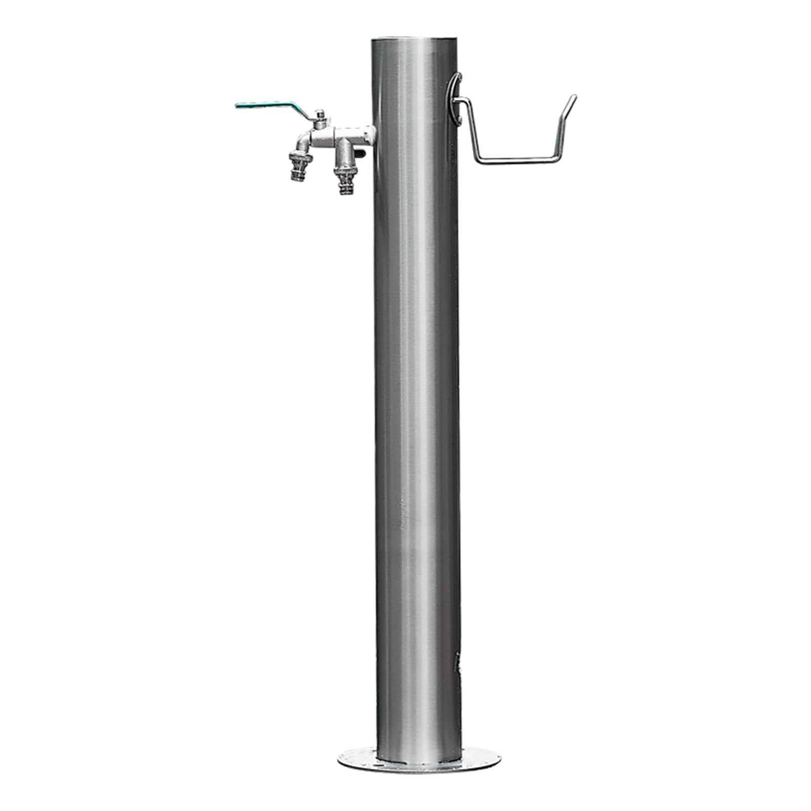 Fontana da Giardino Esterno con Struttura a Colonna con Staffa per Appendere Il Tubo e Doppio Rubinetto, Fontanella a Colonna In Acciaio Inox 86cm