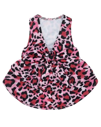 Image of CuteBone UPF50+ Dog Dresses for Small Dogs, Summer Sleeveless Deep V-Back Pet Dress with Big Bow, Breathable Swimwear Fabric, Cooling Stretchy Puppy Clothes for Outdoor Wedding Party Beach DV01M