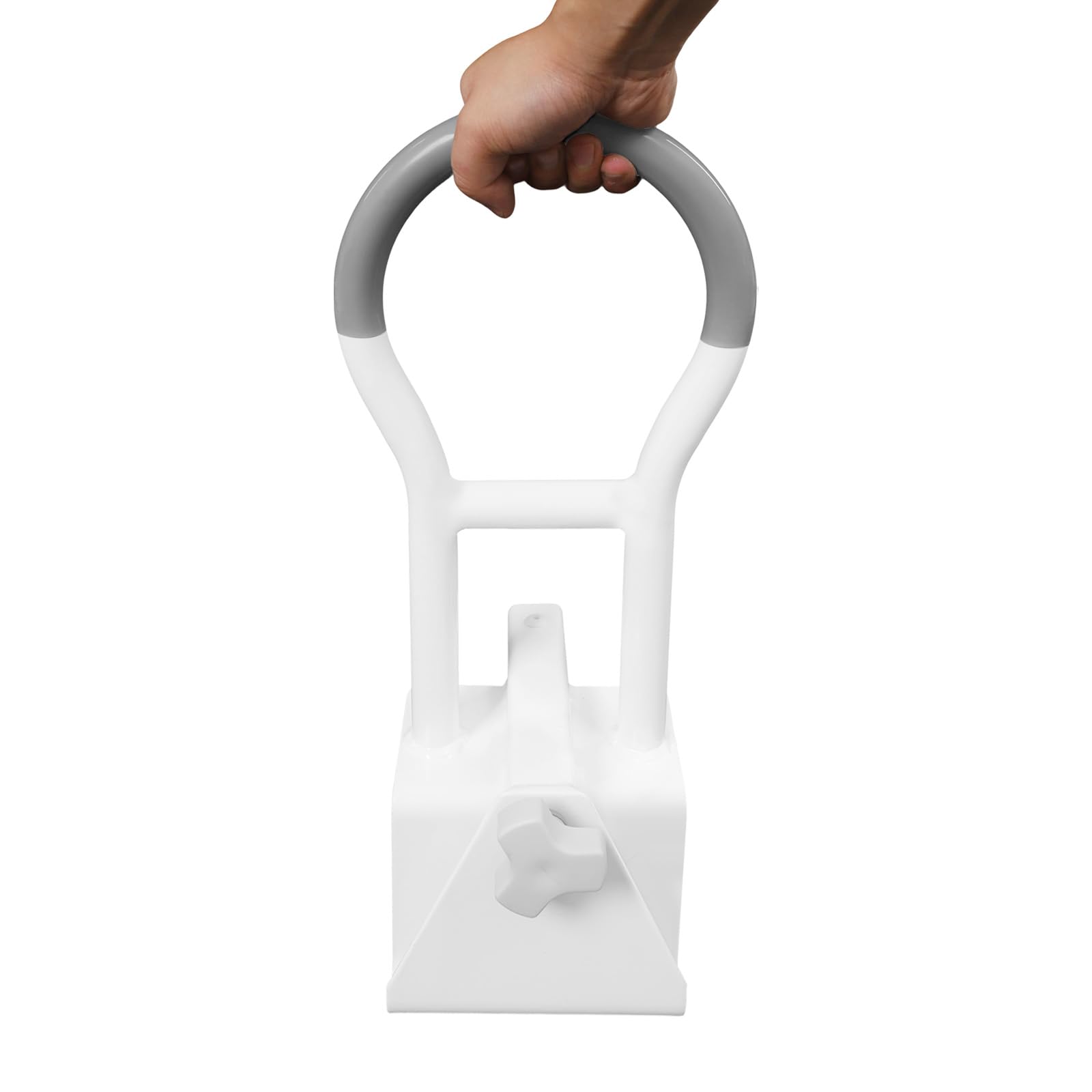 Mango de bañera, ayuda para entrar y salir de la bañera para personas mayores de acero al carbono con revestimiento de PVC en blanco y gris para un agarre seguro en la bañera