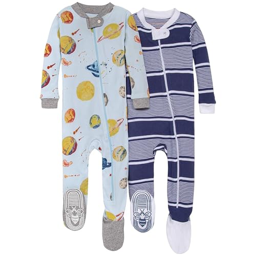 Image of Burt's Bees Baby Boys' Snug Fit One-Piece Footed Non-Slip Sleeper