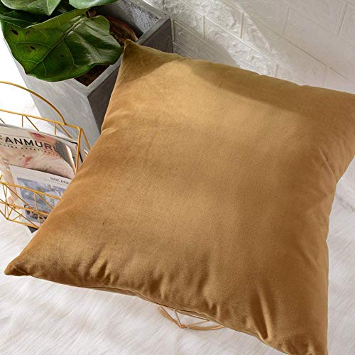 Image of Modern Homes (Pack of 2) Velvet Cushion Covers Plain Sofa Cushion Covers Pillow Covers for Living Room and Bedroom (16x16 inches, Brown)