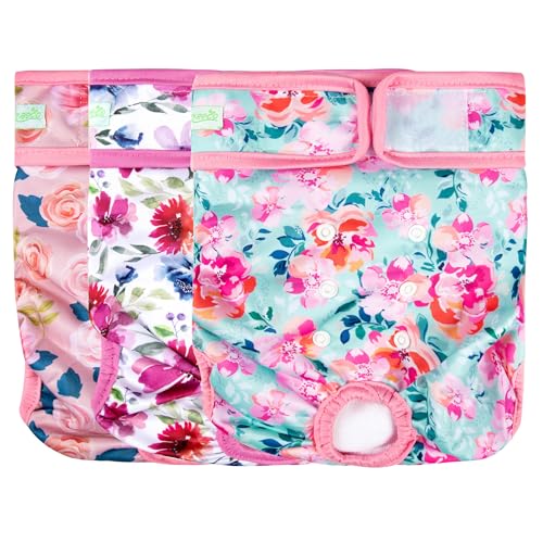 Image of wegreeco Washable Female Dog Diapers Highly Absorbent Reusable Diapers for Dog in Heat Period, 3 Pack (Ink Painting, Small)