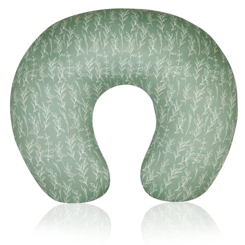 Image of HNHUAMING Green Sage Nursing Pillow Cover, Breastfeeding Pillow Slipcover for Baby Girls/Boys, Soft Snug Fits On Newborn Feeding Pillow Case
