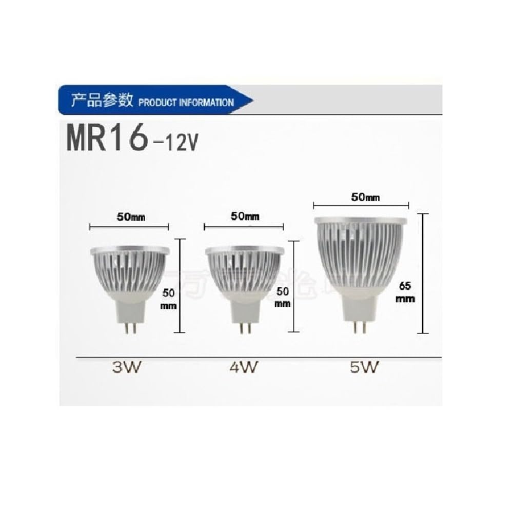 XYAL Lampadine, Confezione da 20, Faretto LED GU5.3/GU10/E27/E14 AC220V 3W/4W/5W MR16 DC12V Lampadina Downlight Sorgente luminosa(Warm white,GU10 220V 3W)