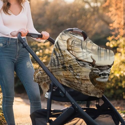 Image of Youngerbaby Deer Hunting Baby Nursing Cover for Breastfeeding Stretchy Breastfeeding Cover Lightweight Baby Shower Present Breast Feeding Cover Ultra Soft Breathable Carseat Cover