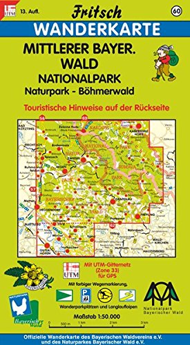 Preisvergleich Produktbild Fritsch Karten, Nr.60, Mittlerer Bayerischer Wald, Böhmerwald: Naturpark und Nationalpark. Touristische Hinweise auf der Rückseite. Mit farbiger ... Langlaufloipen (Fritsch Wanderkarten 1:50000)