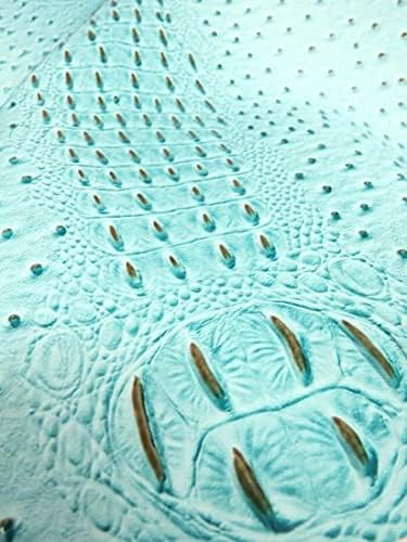 DuroLast™ Alligator Ostrich Hybrid Embossed Vinyl Fabric Sold by The Yard 2 Tone Crocodile Hybrid DIY Upholstery Accessories Apparel (Smore Cream)