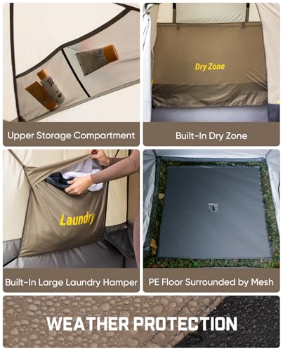 Image of FanttikOutdoor Zeta A1 Pro Shower Tent 1 Rooms, Portable Privacy Shelter for Shower & Dressing, Instant Setup in 60 Seconds with Rainfly & Windproof, Ideal for Camping & Hiking, Fishing, Beach