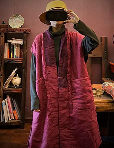 NFYM Women Autumn Sleeveless Vests Cotton Print Floral Long Vests Chinese Vintage Patchwork Waistcoat2