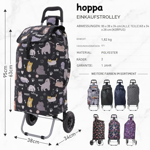 Hoppa Leichter Einkaufstrolley, 57 l, Modell 2024, strapazierfähig und zusammenklappbar, für...