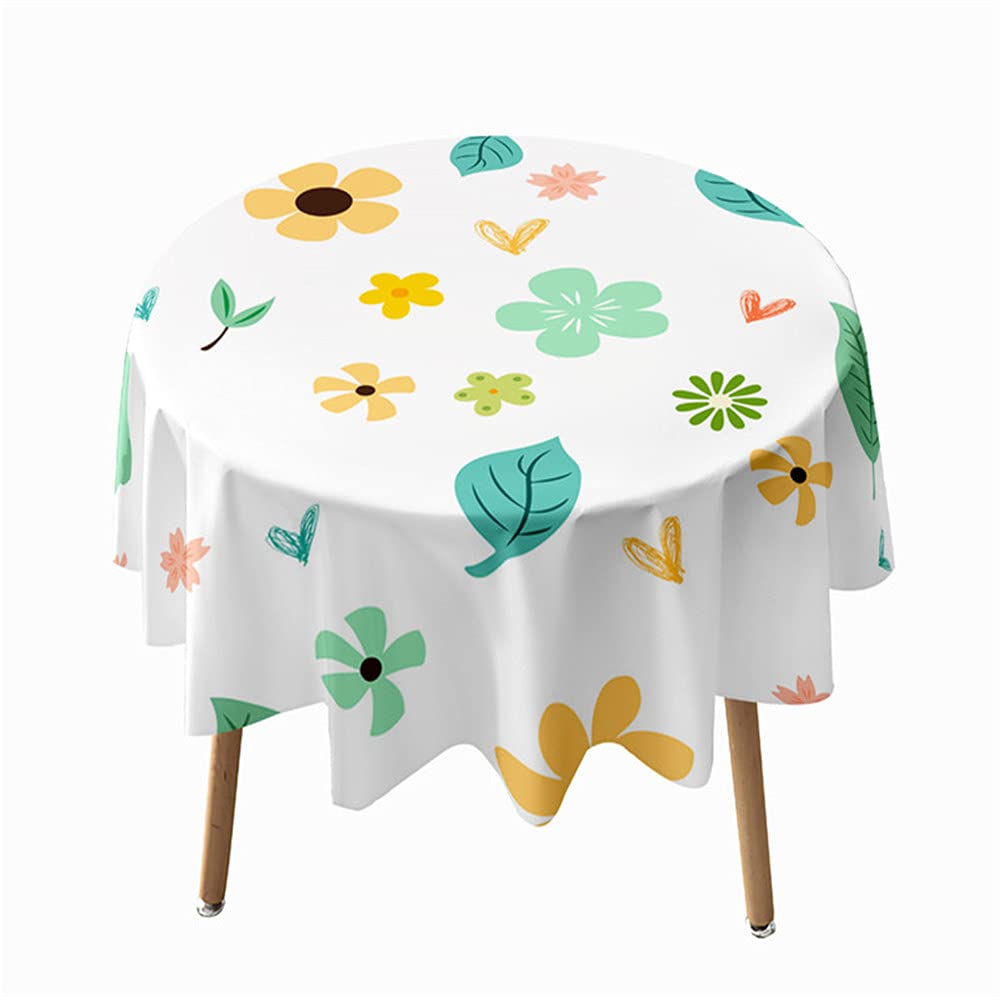 Highdi Small Fresh Round Tablecloth Waterproof Dust-Proof Circular 3D Print Polyester Table Cover Wipe Clean, For Dinner Kitchen Holiday Bistro Garden Outdoors (,Diameter 140Cm)