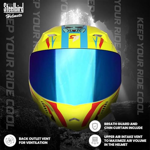 Image of Steelbird SBA-20 Strange ISI Certified Flip-Up Graphic Helmet for Men with Inner Silver Sunshield