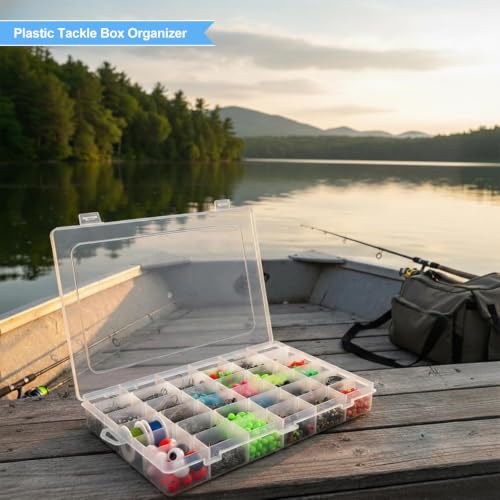 Image of Guyuyii 4 Pack 36-Grid Plastic Clear Organizer Box with Adjustable Dividers