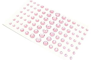 1Sheet 91pcs Assorted Size 5MM/8MM/10MM/12MM Self-adhesive Pink Gems for Face