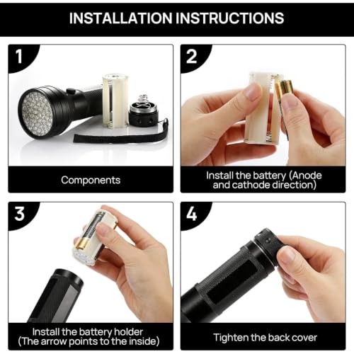 Image of UV Flashlight Black Light, 51 LED 395nm Ultraviolet Blacklight, Portable Torch Light Pet Urine Detector for Dog /Cat Urine, Dry Stains, Bed Bug, Resin Curing, Matching with Pet Odor Eliminator