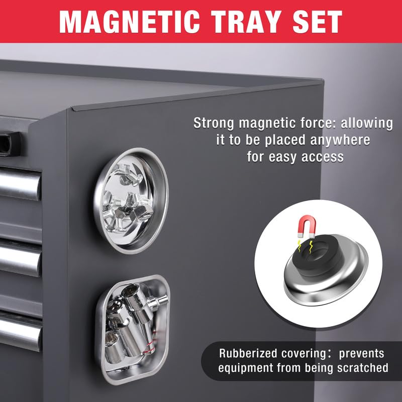 Image of WORKPRO 5-Piece Non-Slip Tool Tray Set, 3-Piece Silicone Flexible Tools Organizers and 2-Piece Magnetic Parts Tool Tray, Tool Mat, Tool Holder, Tool Storage (Only Parts Tray Magnetic)