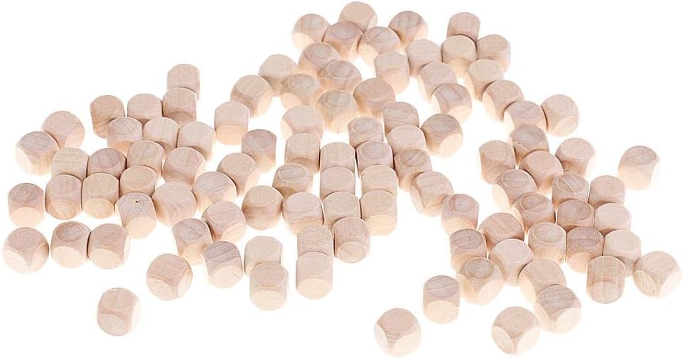 CALANDIS® 100pcs/Pack DIY Wooden Blank 6-Sided Dices DIY for DND MTG RPG Board Card Games Props | Accessories & Dice | Dungeons & Dragons | Role Playing Games | Games
