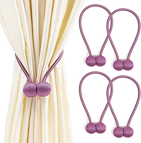 Image of Home Cloud Magnetic Curtain Tiebacks Curtain Drape Holdbacks Clips Rope Holder Buckles for Home Bedroom Office (1 Pair 2pcs, Purple)