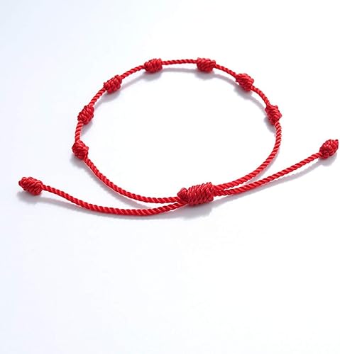 Miniatura 6 de Sara-u 2 pulseras de cuerda roja de 7 nudos para protección contra el mal de ojo amuleto de buena suerte para el éxito y la prosperidad pulsera de