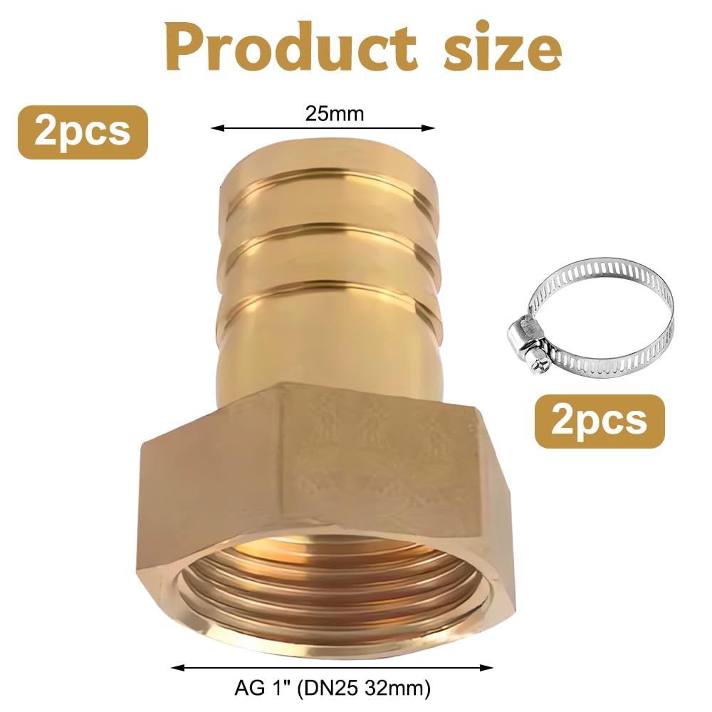 2 Boquillas De Manguera De Latón IG De 1 Pulgada, 1 Pulgada IG X 25 Mm