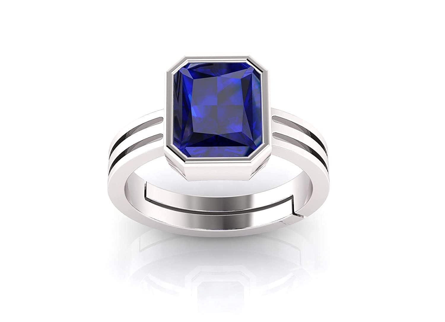 sidharth gems 16.25 Ratti (AA++) Certified Blue Sapphire Ring (Nilam/Neelam Stone Silver Plated Ring)(Size 20 to 23) for Men and Woman-picture-53