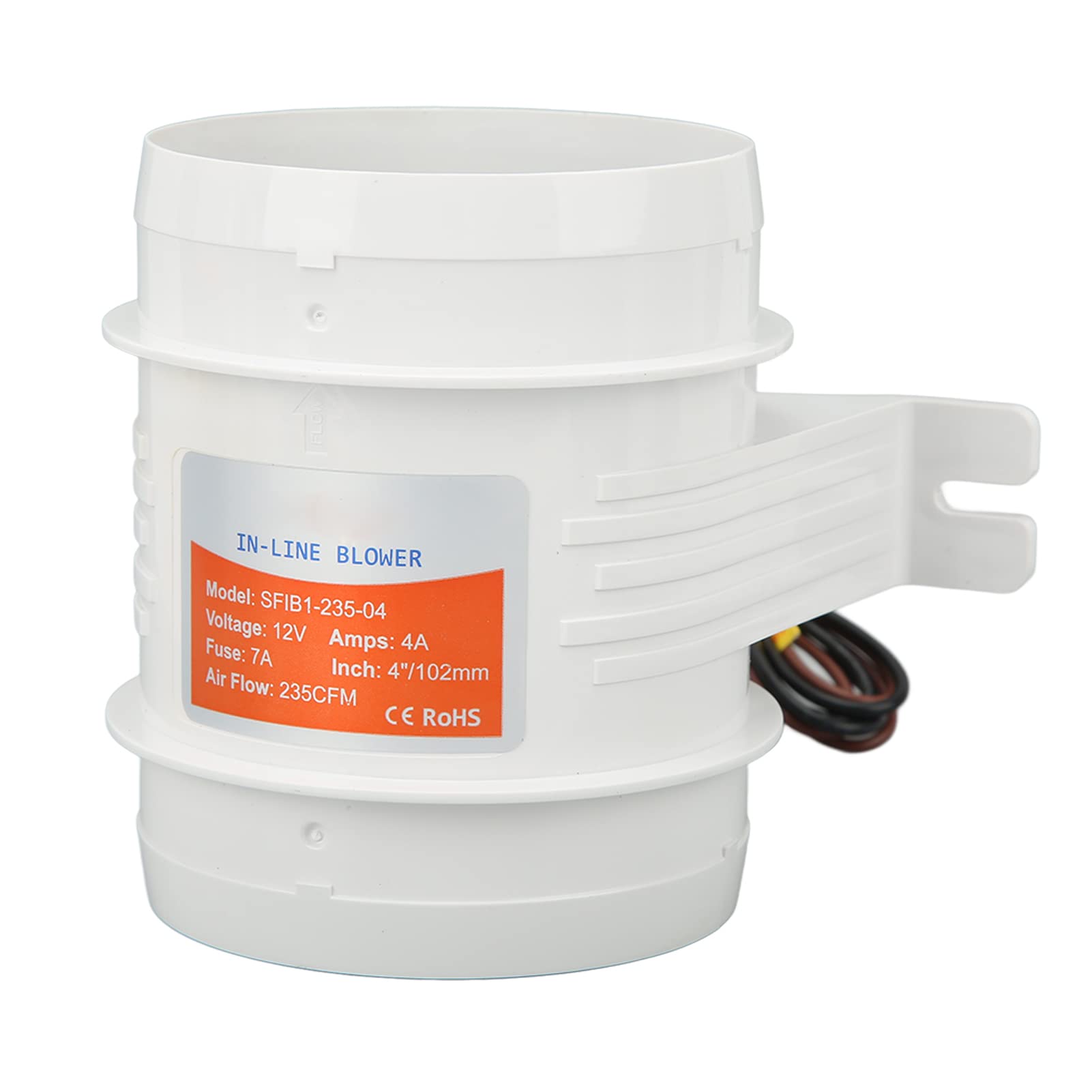 Dilwe Ventilador de Ventilación Marina de Aire en Línea de 4 Pulgadas Ventilador Eléctrico Bilge 235cfm DC12V con Carcasa de ABS y Núcleo de Motor de Cobre para Barcos RVs Yates Salas de Máquinas