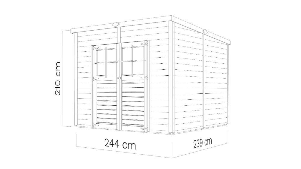 Alpholz Gerätehaus Alster 251x254cm mit 19mm Wandstärke inkl. Fußboden