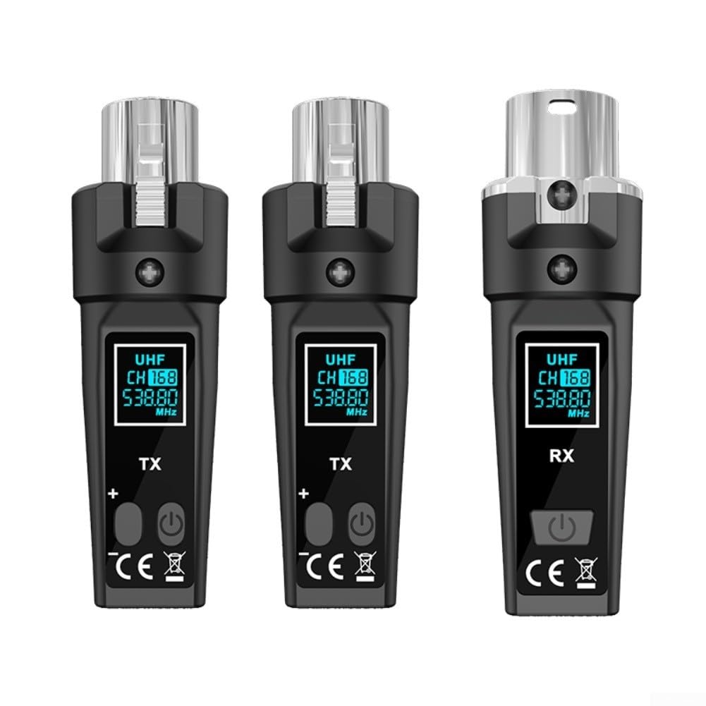 Sistema de micrófono transmisor y receptor XLR, sistema de micrófono inalámbrico UHF, 510-590 MHz, para live, mezclador de audio, sistema PA (uno a uno)