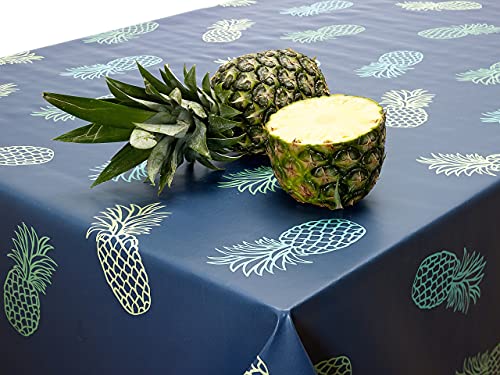 Bleu Ananas en PVC Nappe en vinyle/ronds, carrés ou rectangulaires, Round 140cm (55") Cover