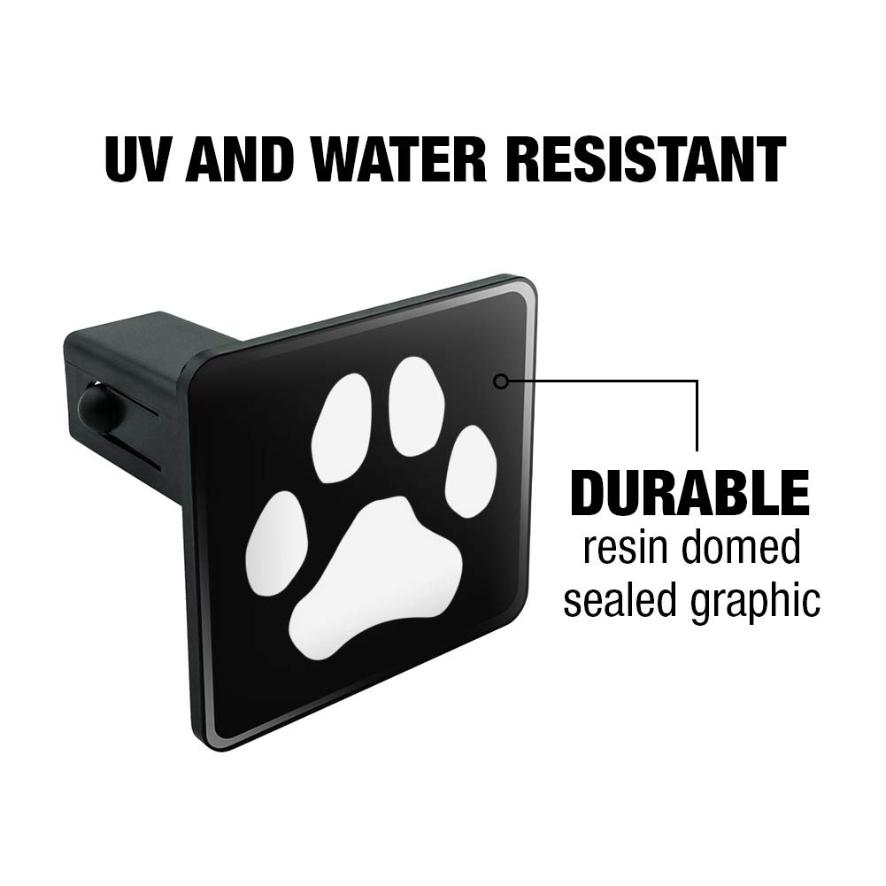 GRAPHICS & MORE Paw Print Dog Cat White on Black Tow Trailer Hitch Cover Plug Insert 1 1/4 inch (1.25
