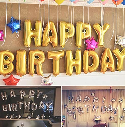 M J Enterprise Crafters Happy Birthday Gold foil Balloons Set