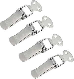 JZK 4 Pieces Metal Spring Loaded Toggle Latch, Tool Box Metal Latch, Toggle hasp Latch, Catch Clamp Clip for Toolbox, Metal Case, Wooden Box