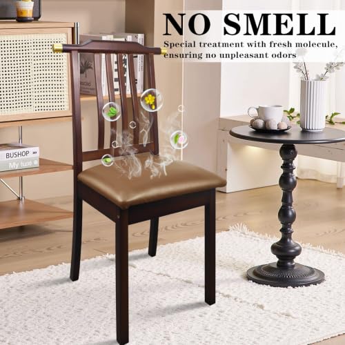 Image of Pu Leather Dining Chair Seat Covers Set of 6, Waterproof Dining Seat Covers Stretch Chair Covers for Dining Chairs /Kitchen Room /Hotel, Odorless Seat Covers for Kitchen Chairs (Light Brown- 4 PCS)