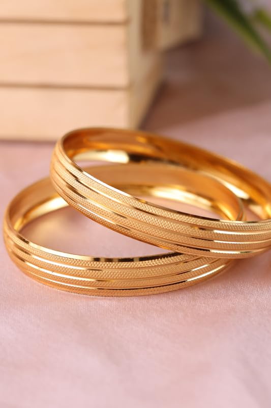 Image of Zeraki Jewels Women's Traditional Gold Plated Anamika Bangle (Set of 2)