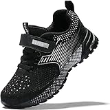 UBFEN Kids Sneakers for Boys Girls Tennis Shoes for Running Sports Walking Gym Athletics A Black