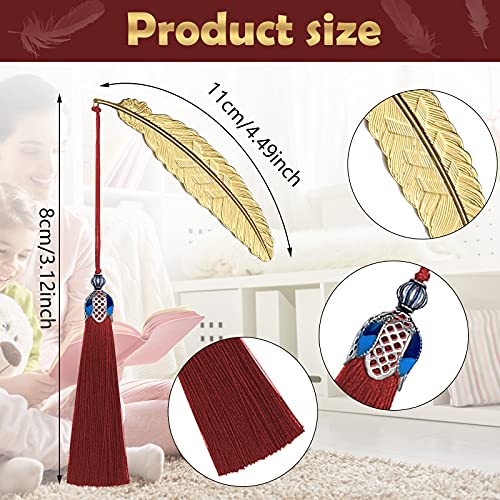 18 Pieces Metal Feather Bookmark Vintage Birthday Gifts For Women Men, Book Mark For Book Lover Feather Shaped Bookmark Assorted Colors Metal Page Markers With Tassels For Reader Teacher Writer #TOP1