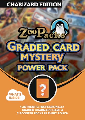 Zoo Packs Charizard Graded Card Mystery Power Pack - 1 Graded Charizard Card and 2 Sealed Booster Packs