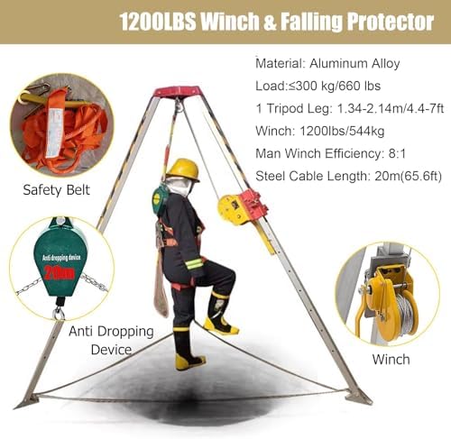 Heavy-Duty Rescue Tripod, Fire Rescue Equipment, Lifesaving Tripod for Safety, Industrial Use, Firefighting Tripod for Elevation and Recovery
