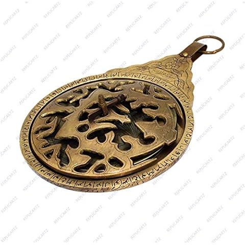 Vintage Antique Finish Brass Astrolabe 9" Arabic Globe Navigation Astrological Calendar Cover