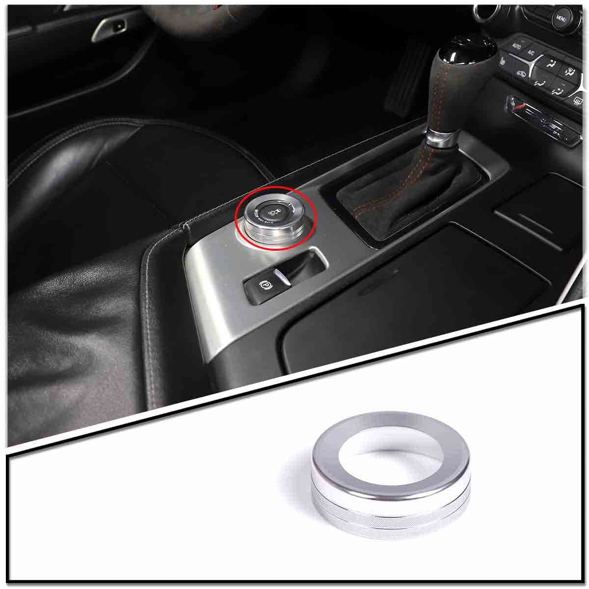 TINKI Car Instrument Brightness Adjustment/Dial Rod Decoration Ring for 2014-2019 Chevy C7 Corvette Aluminium Trim Interior Accessories (Driving Mode Knob Ring 1 Piece, Silver)