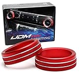 iJDMTOY 2pc Sports Red Anodized Aluminum Stereo Audio Volume Radio Tuner Control Switch Turner Ring Covers Compatible with 2015-2023 Ford Mustang