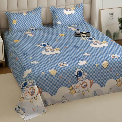 Image of Weave & Decor Cotton Feel Kids Bedsheet Double Bed 90x90 inches, Soft Fabric, Includes 2 Pillow Covers 20x30 inches